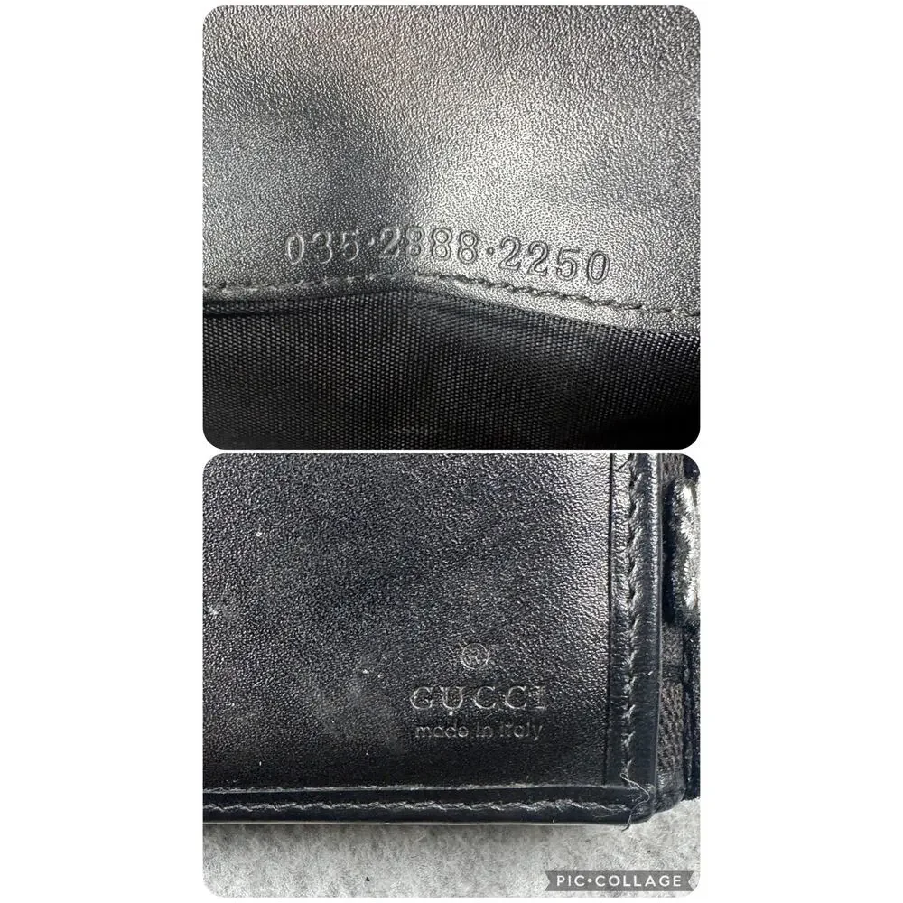Gucci GG Monogram Canvas Leather Trim Bifold Wallet Kingsnake Bee Continental